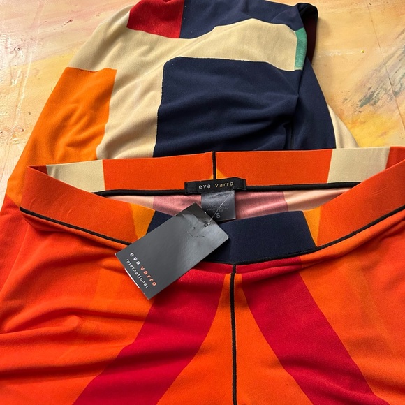 Eva Varro Knit Jersey Abstract Print Elastic Waist Wide Leg Pull-On Pants - Picture 6 of 14